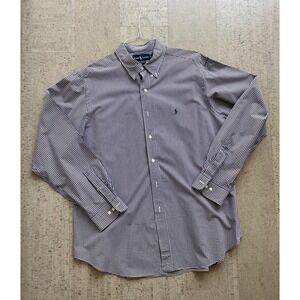 Ralph Lauren Mens XL 17.5 Classic Fit Purple Gingham Button Down Shirt Pony